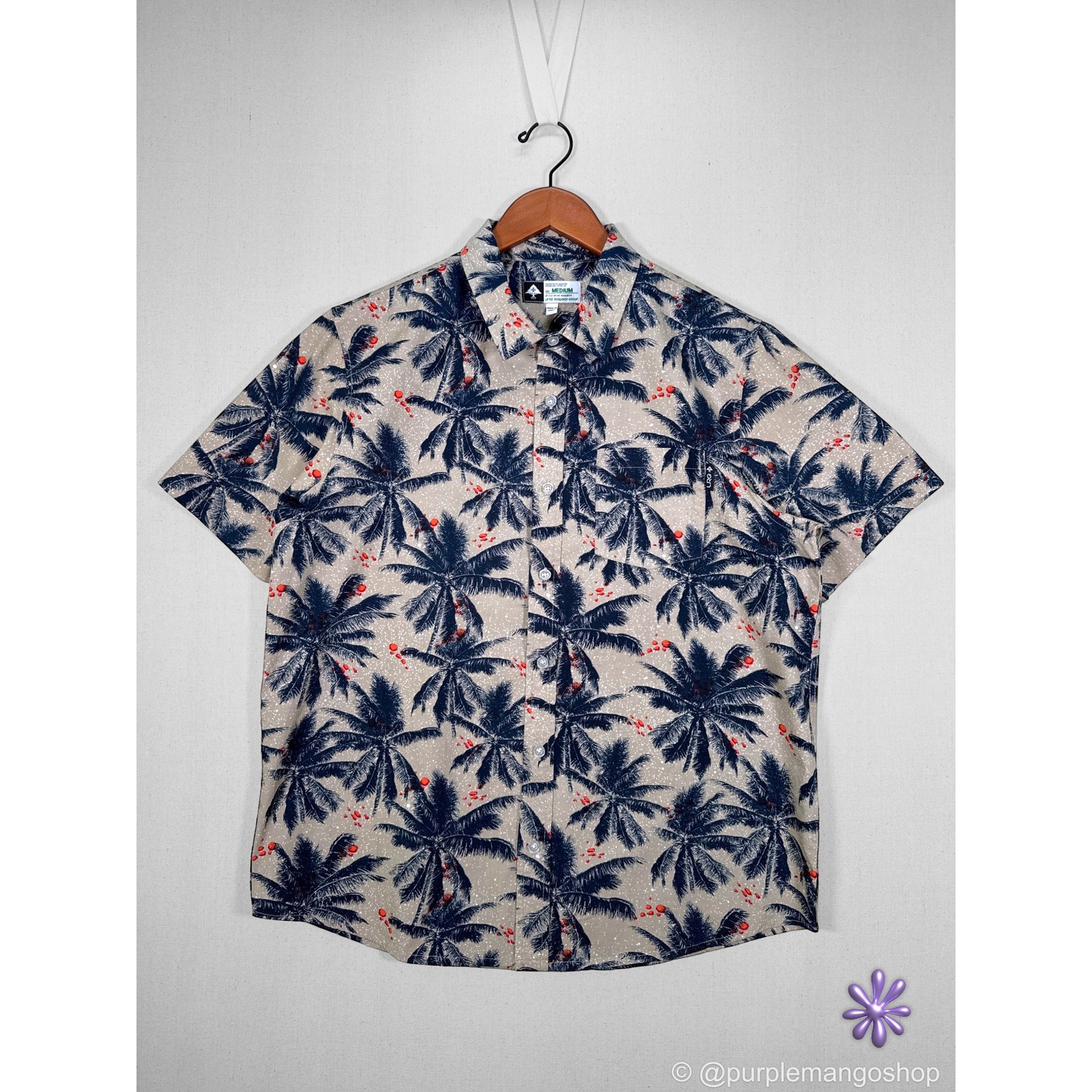 Lrg Lifted Research Group Tropical Palm Tree Shirt Men's Medium 100% Cotton Nwot